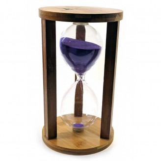 Часы песочные бамбуковые 60 мин фиолетовый песок (19х11х11 см)
