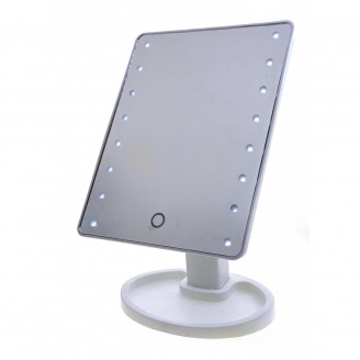 Зеркало настольное с LED подсветкой на батарейках белое (28х17х12 см)