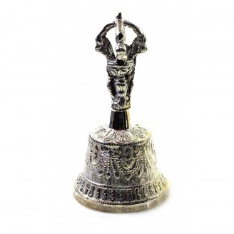 Колокол чакровый бронзовый посеребренный (№00)(d-6,h-11 см) (Непал)