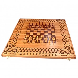 Нарды-шахматы-шашки, резные, деревянные,с фигурами и фишками, 56×28×2,2см