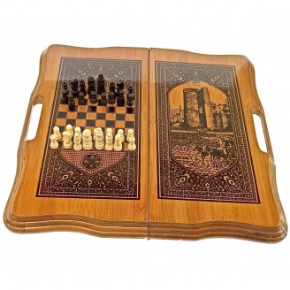 Нарды с шахматами бамбуковые Баку 40х21х3.8 см