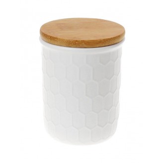 Банка керамическая Bona Honeycomb White Style 130мл с бамбуковой крышкой
