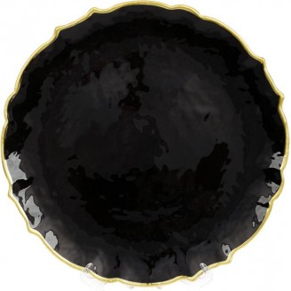 Блюдо сервировочное Bona Black Paper декоративное Ø33см, подставная тарелка, стекло
