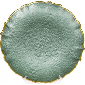 Блюдо сервировочное Bona Emerald Paper декоративное Ø33см, подставная тарелка, стекло