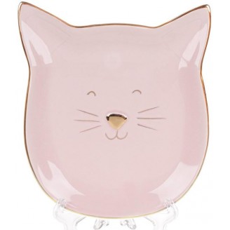 Тарелка керамическая Милая Кошечка 14.7х13х2.1см, розовая