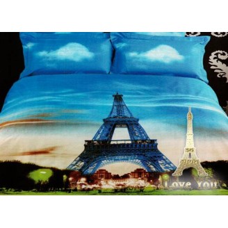 Комплект постельного белья Love You Сатин 3D Париж Евро