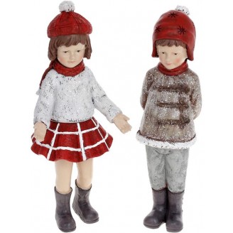 Набор 2 декоративные фигурки Bona Детки на Прогулке 20см, белый с красным