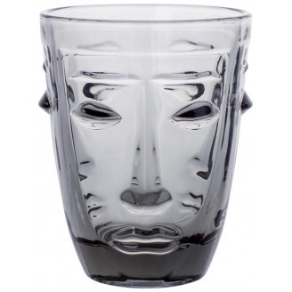 Набор 6 стеклянных стаканов Bona Ariadne Face Grey 250мл, серое стекло