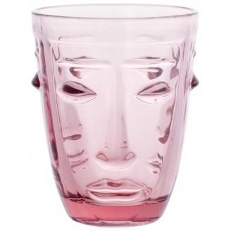 Набор 6 стеклянных стаканов Bona Ariadne Face Pink 250мл, темно-розовое стекло
