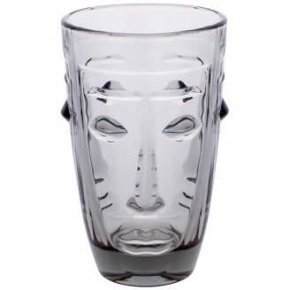 Набор 6 стеклянных стаканов Bona Ariadne Face Grey 330мл, серое стекло