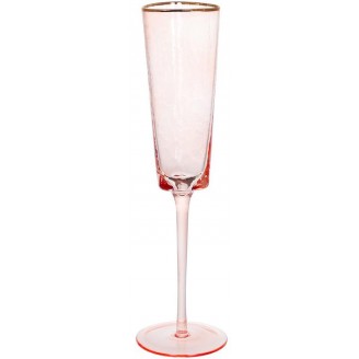 Набор 4 фужера Bona Diva Pink бокалы для шампанского 160мл, розовый с золотым кантом