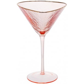 Набор 4 фужера Bona Diva Pink бокалы для мартини 190мл, розовый с золотым кантом