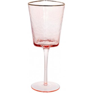Набор 4 фужера Bona Diva Pink бокалы для вина 400мл, розовый с золотым кантом