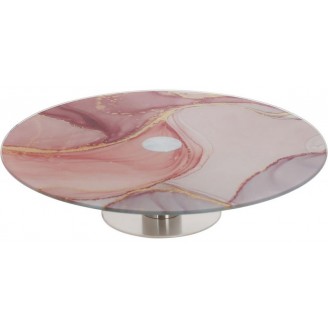 Блюдо сервировочное Bona Liadane Розовый Кварц вращающееся Ø30см стеклянное на ноге