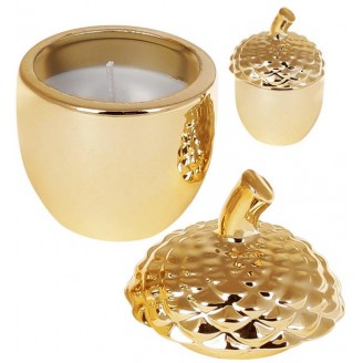 Декоративная свеча Bona Золотой Желудь с крышкой, 6х6х8см, фарфор
