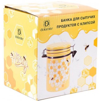 Банка керамическая Bona Sweet Honey 650мл для сыпучих продуктов с металлической затяжкой, желтый