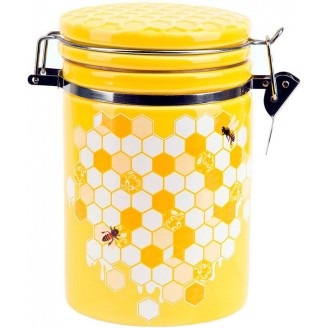 Банка керамическая Bona Sweet Honey 650мл для сыпучих продуктов с металлической затяжкой, желтый