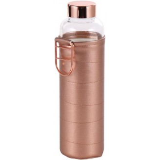 Бутылка для воды Bergner Copper 600мл, стеклянная, розовый чехол
