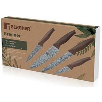 Набор 4 кухонных ножа Bergner Greener с мраморным покрытием