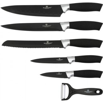 Набор 6 кухонных ножей Blaumann Blackcoal с антибактериальным покрытием