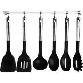 Набор 6 кухонных аксессуаров Berlinger Haus Black Silver на подвесной трубке, нержавеющая сталь, силикон
