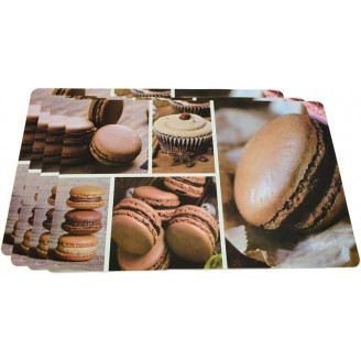 Набор 4 сервировочных коврика Fissman Cocoa Macarons 43.5х28.5см, пластик