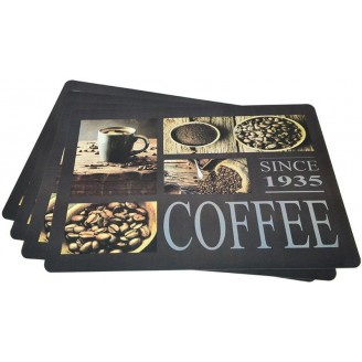 Набор 4 сервировочных коврика Fissman Black Coffee 43.5х28.5см, пластик