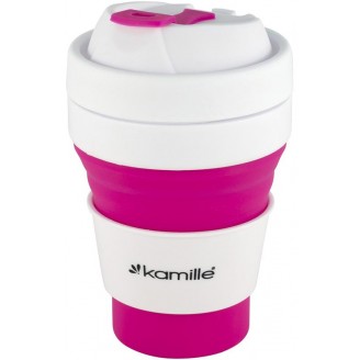 Спортивная складная бутылка Kamille для воды 350мл, силикон, розовый