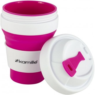 Спортивная складная бутылка Kamille для воды 350мл, силикон, розовый