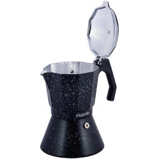 Кофеварка гейзерная Kamille Andel Black 600мл на 12 чашек