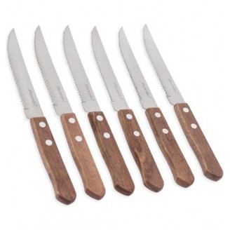 Набор 6 столовых стейковых ножей Kamille Natural Treasure с деревянными ручками