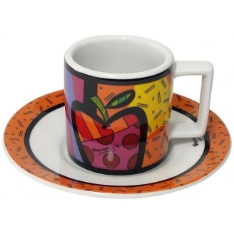 Кофейная пара Bergner Britto чашка 90мл и блюдце, керамика, оранжевый