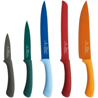 Набор кухонных ножей Bergner Bright 5 предметов с антибактериальным покрытием