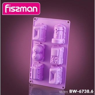 Форма для выпечки Fissman Поезд силиконовая 30х17см, 6 ячеек